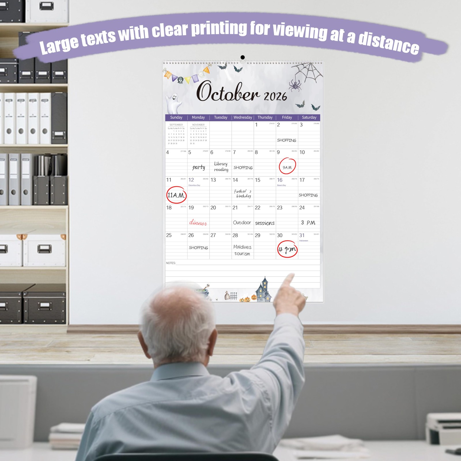 GuassLee Extra Large Wall Calendar 2026-2027, 20″x 30″ 30″x20″, Multicolor