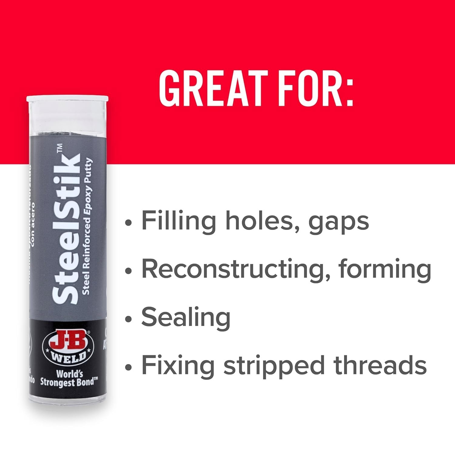 Steel-Reinforced Epoxy Putty Stick, Waterproof & Fast Drying – 2 Pack, 2 Oz.