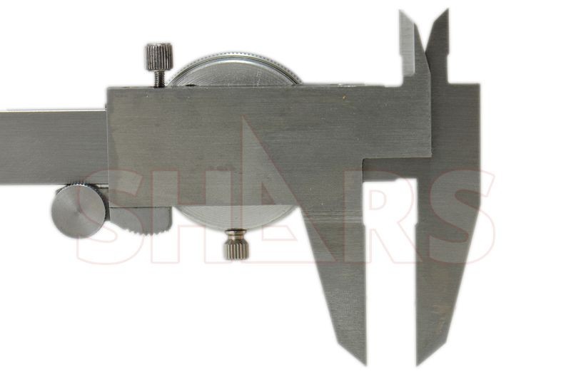 SHOCK PROOF 150/.02MM METRIC DIAL CALIPER STAINLESS 4 WAY + INSPECTION REPORT P}