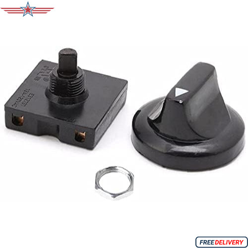 Black Fan Rotary Switch 4 Position 3 Speed Selector Switch Governor with Button