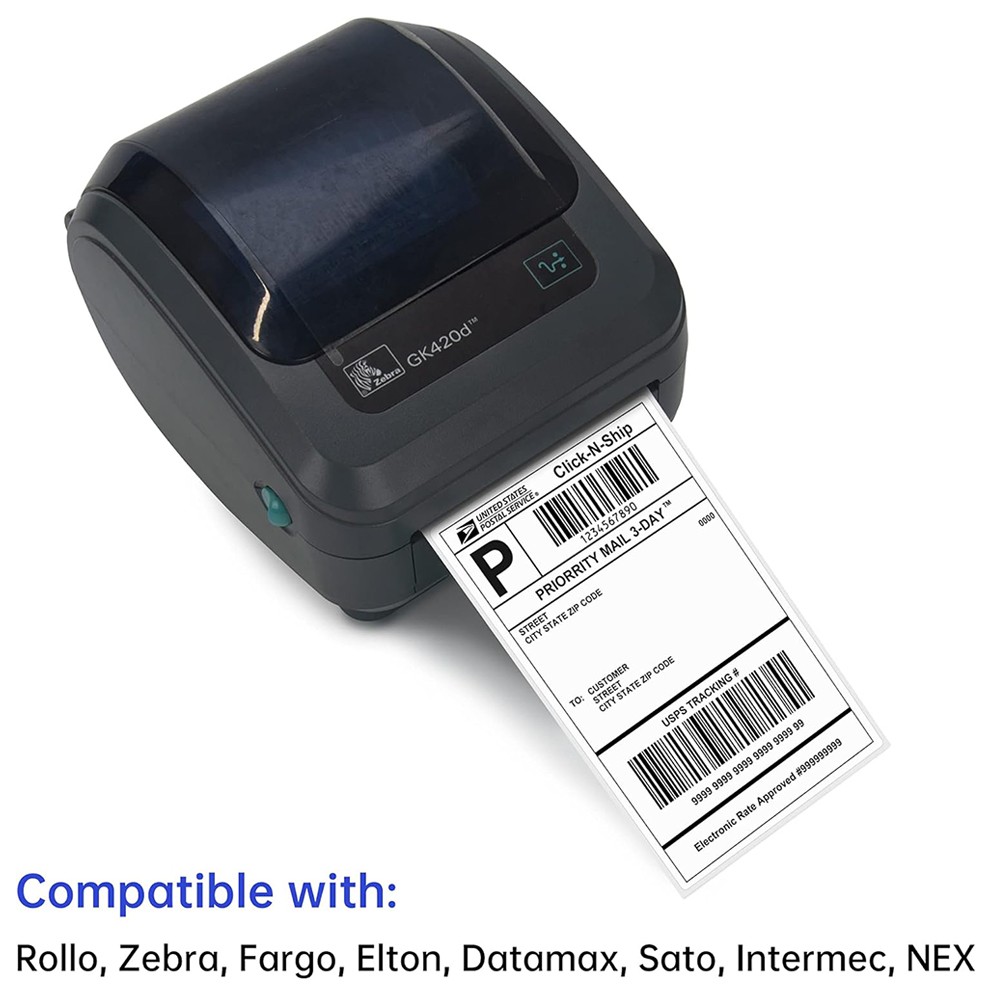 4X6 Fanfold Direct Thermal Shipping Labels for Zebra & Rollo Printers 4000-20000