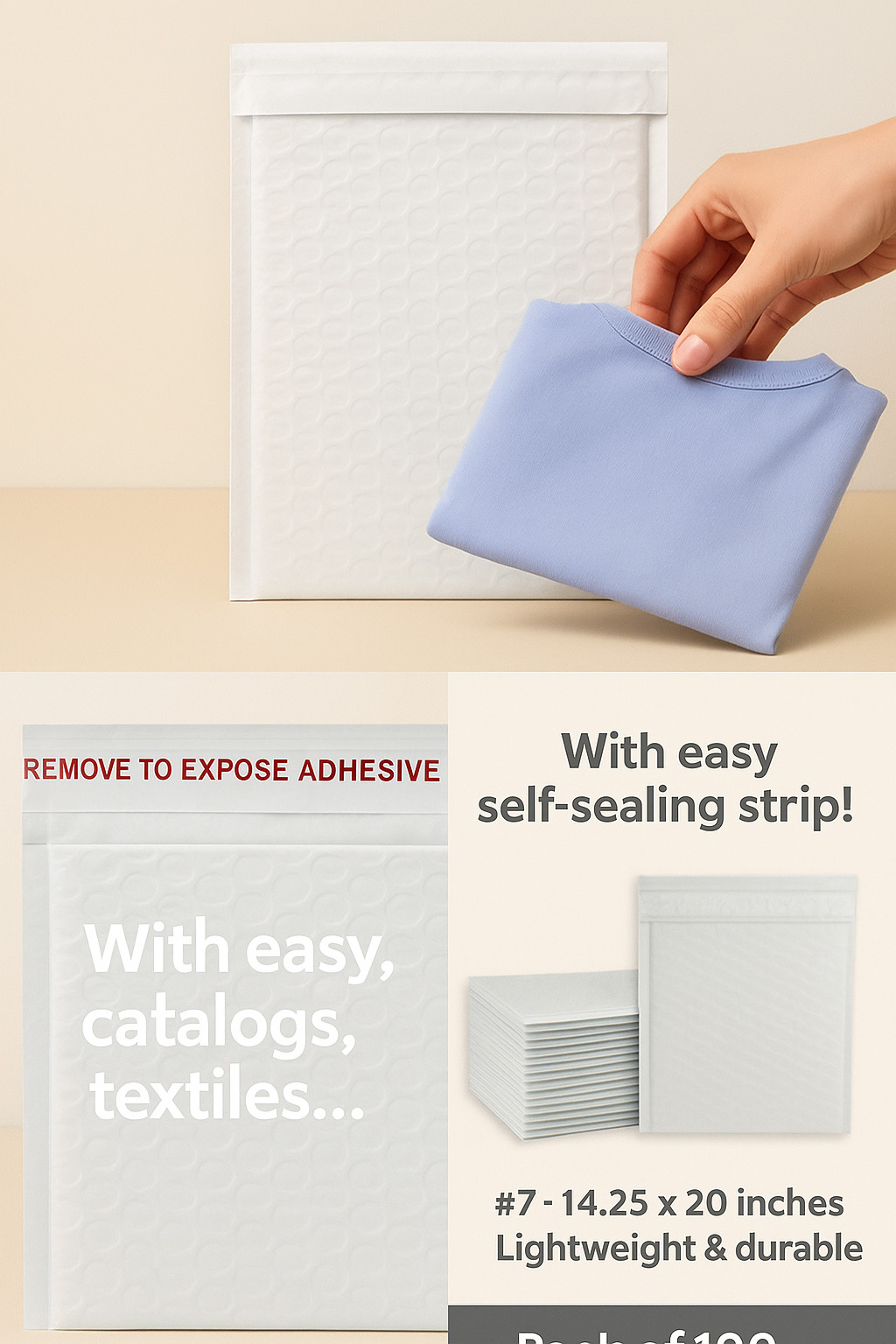 100 Poly Bubble Mailers #7 14.25×20 Large Padded Shipping Envelopes Self Seal