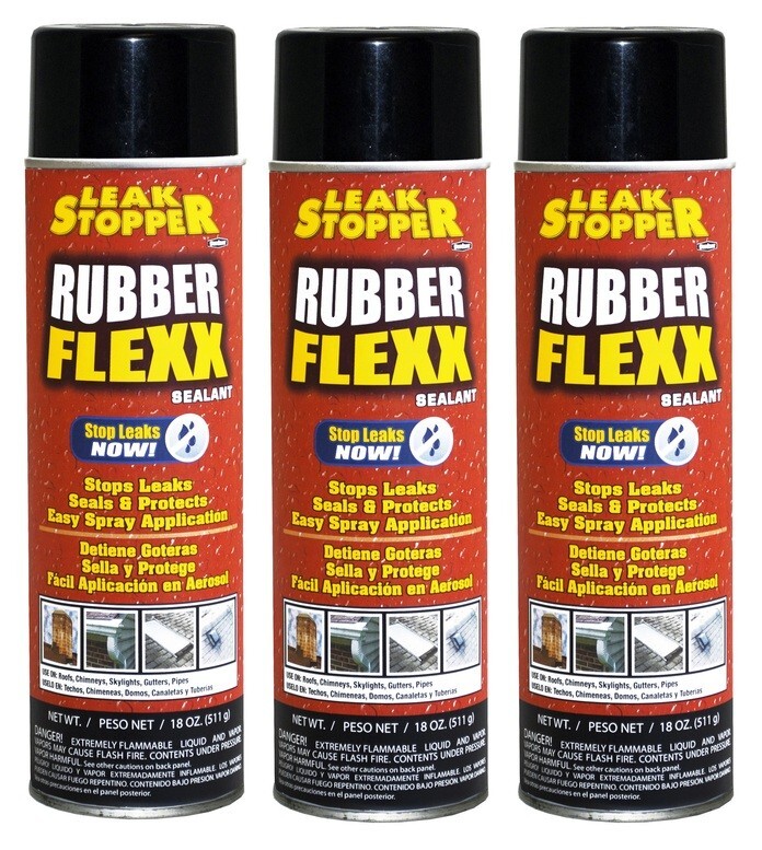 3~ Leak Stopper Rubber Flexx Gloss Black Polymers Leakseal Flexible Sealant 18oz