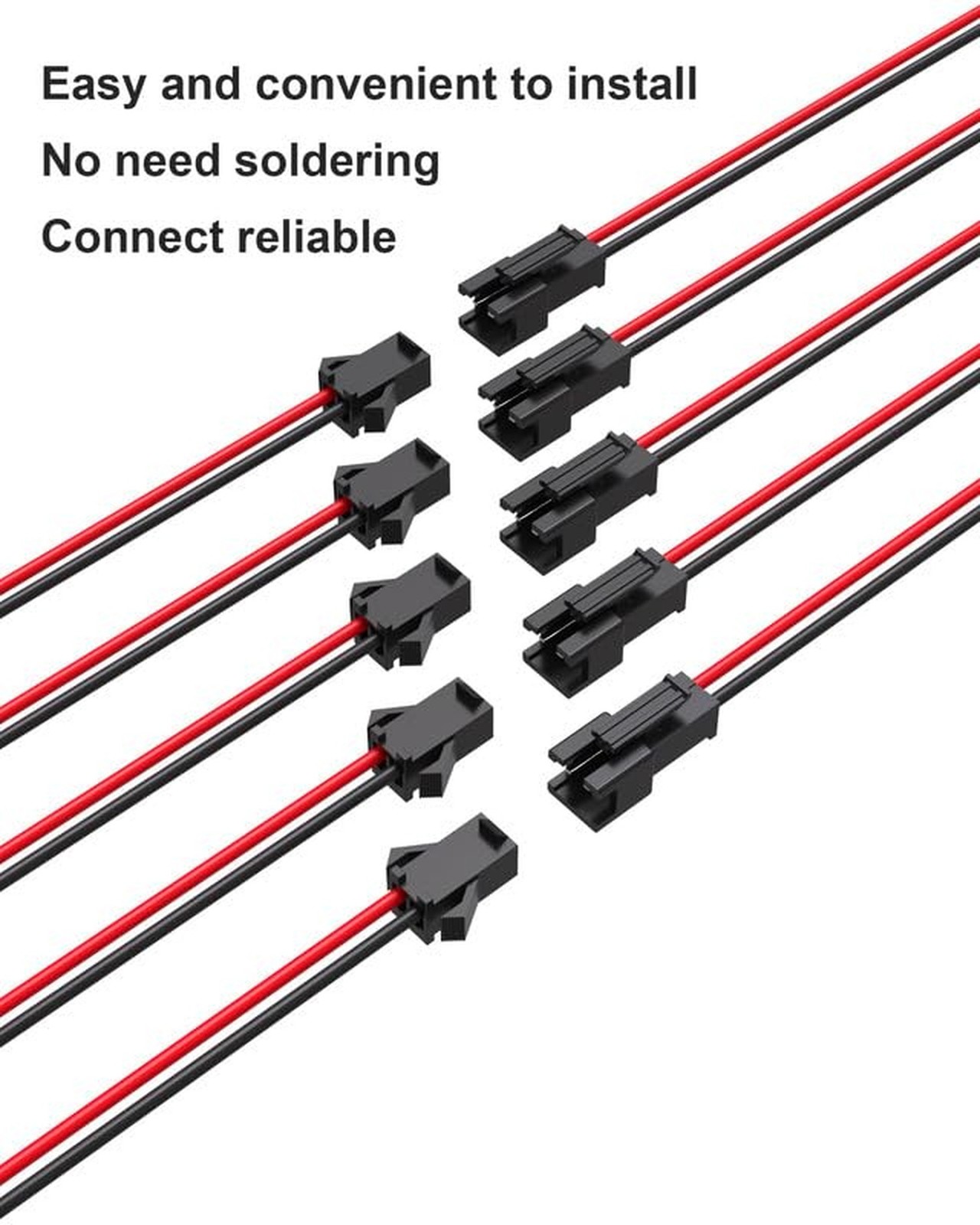 JST SM Connector, SM 2Pin Jack Plug Male to Female Wire Connector Adapter Ele…