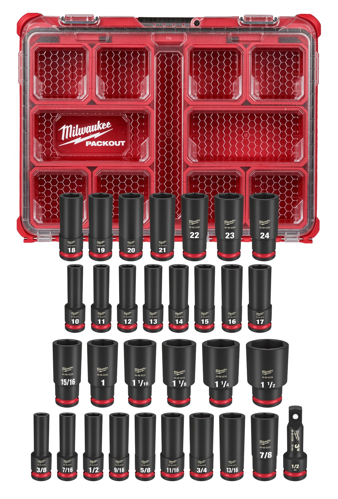 Milwaukee Tool 49-66-6806 31Pc SHOCKWAVE Impact Duty Socket 1/2” Drive Set