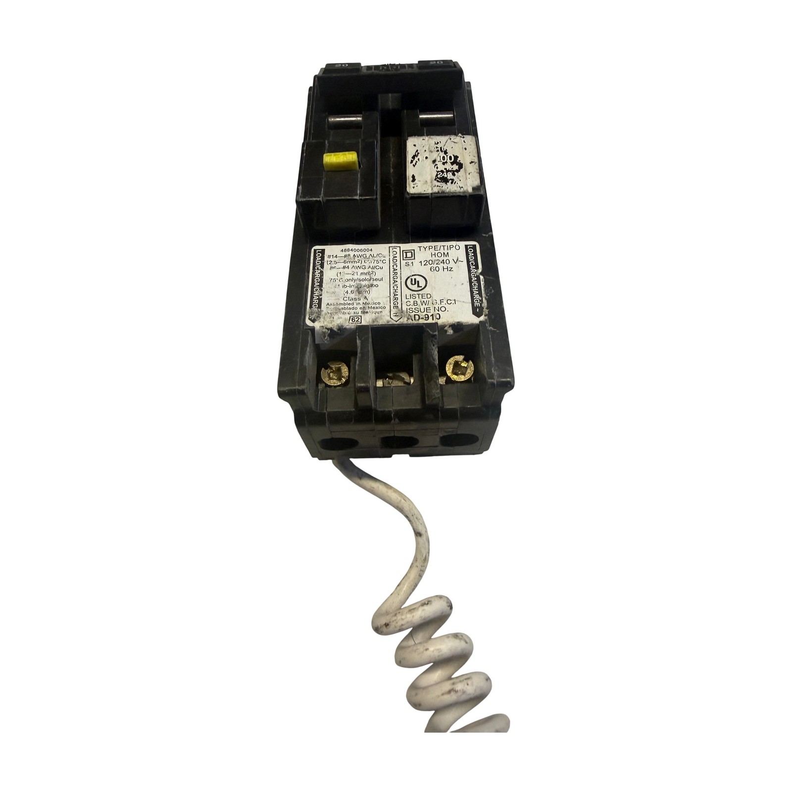 Square D HOM220GFIC 20A 2-Pole 120/240V GFCI Circuit Breaker Type HOM