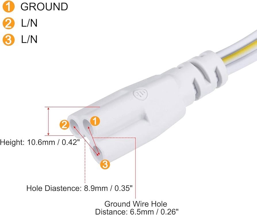 T5 T8 LED Tube Connector Cable 100CM, Female to Female Extension Wire Cord