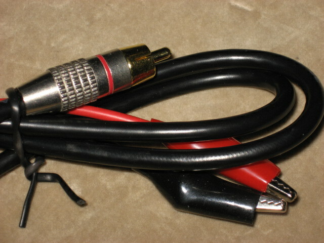 RCA Male to Alligator Clip Cable, new, 3 feet