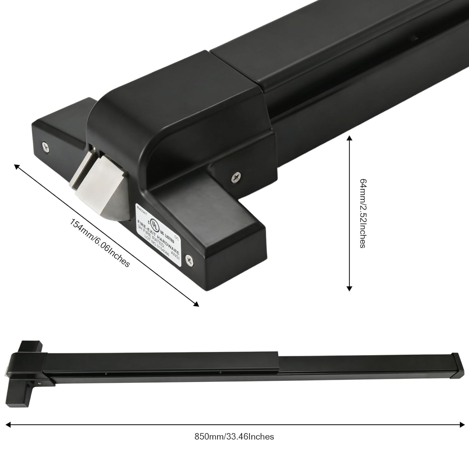 Commercial Panic Exit Push Bar 1710P w/ Lever Handle – UL10C, Grade 1 Steel