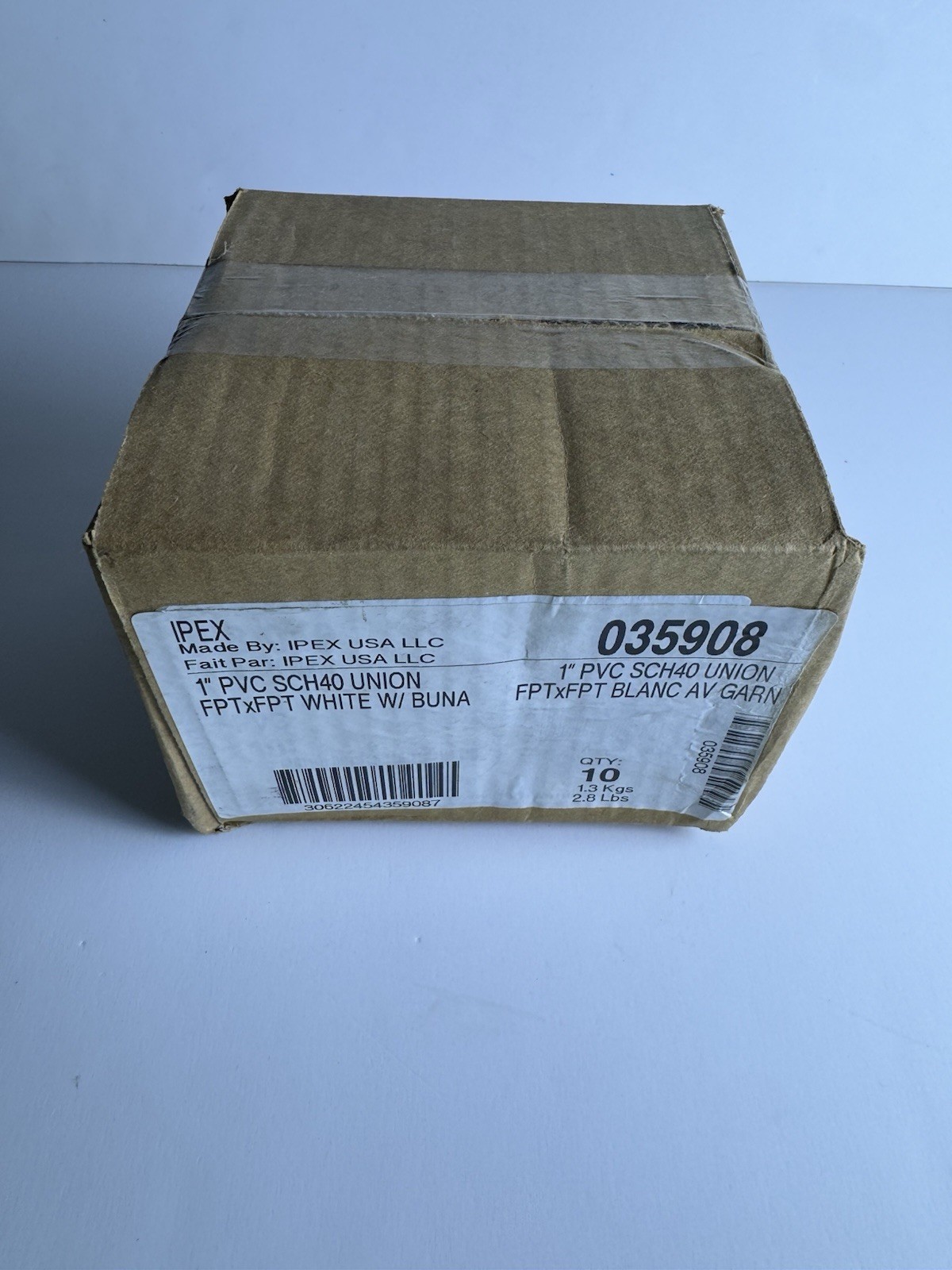 Box Of TEN SPEARS 1 PVC Schedule 40 Union FPT x FPT White