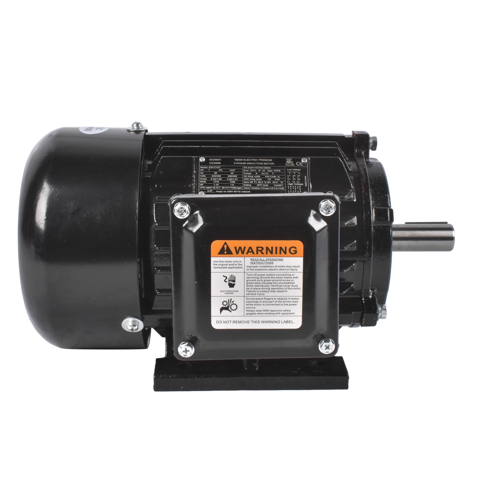 PEWWE118143T Black Industrial Compressor Motor Replacement for TEFC IP55 1800RPM