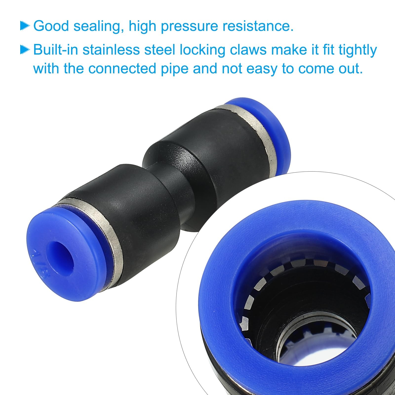 PATIKIL 1/8 Inches Push to Connect Fittings, 10Pcs Plastic Air Line Hose Fitt…