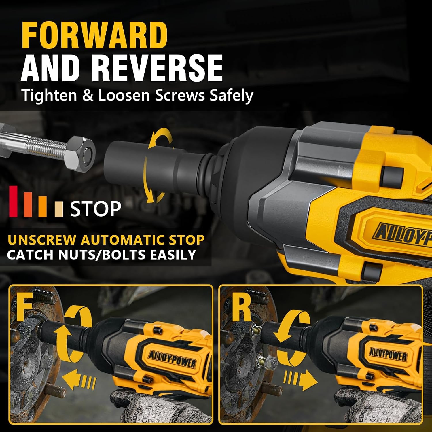 Cordless Impact Wrench, 900Ft-lbs (1200N.m) 1/2″ Brushless Impact Gun, 20V High