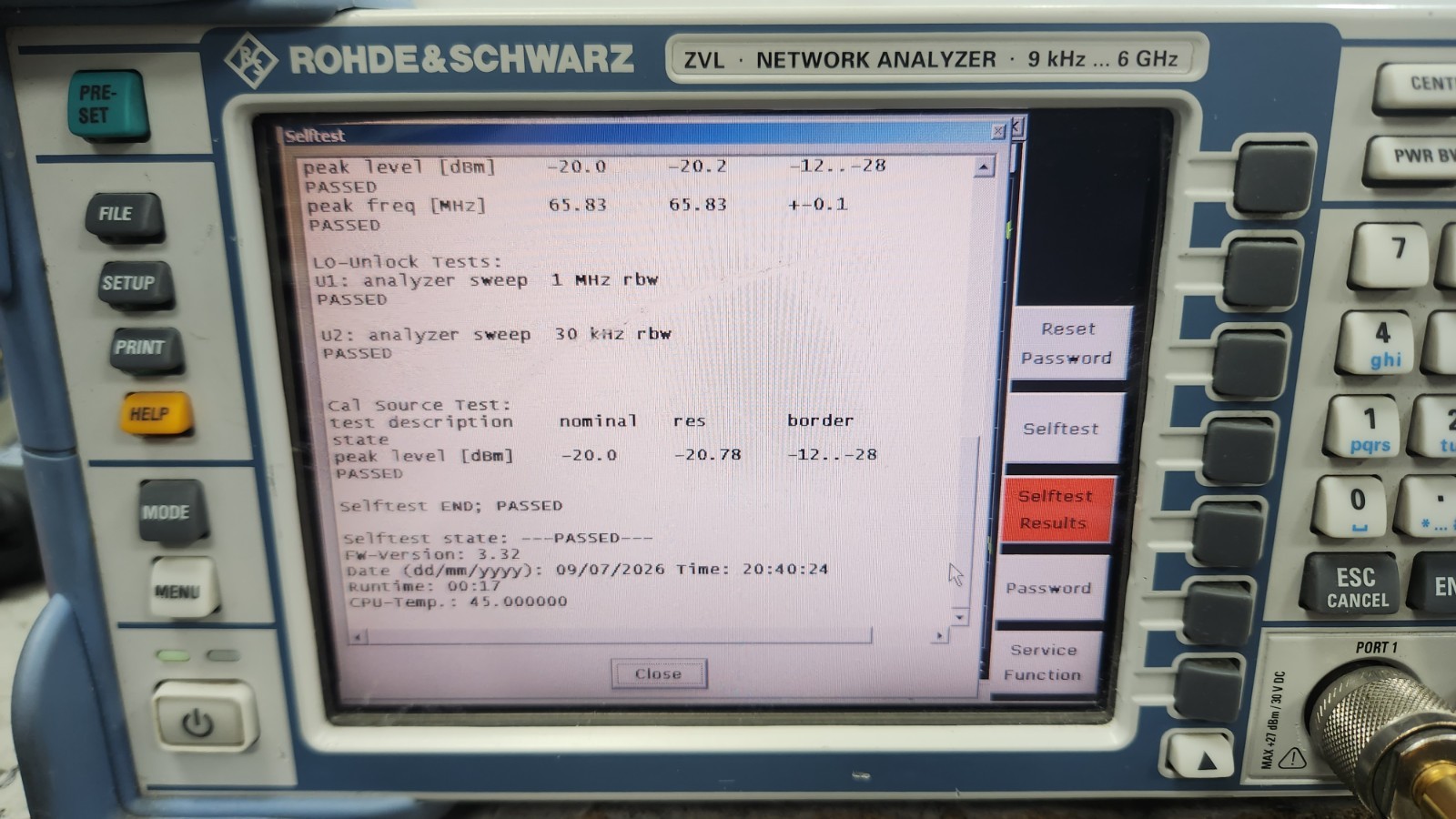 Rohde & Schwarz ZVL6 Vector Network Analyzer 9 kHz – 6 GHz Fully Tested + opt