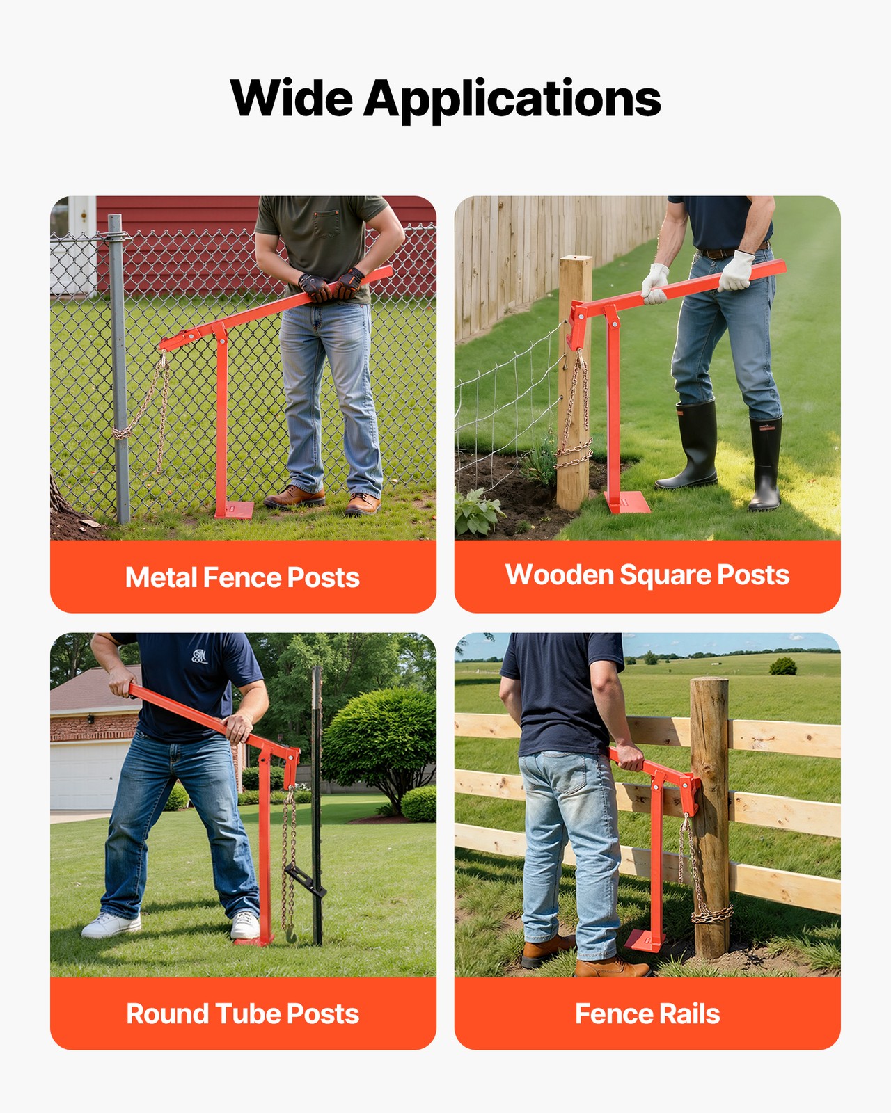 VEVOR 36″ T Post Fence Remover Post Puller with 47″ Lifting Chain & Puller Plate