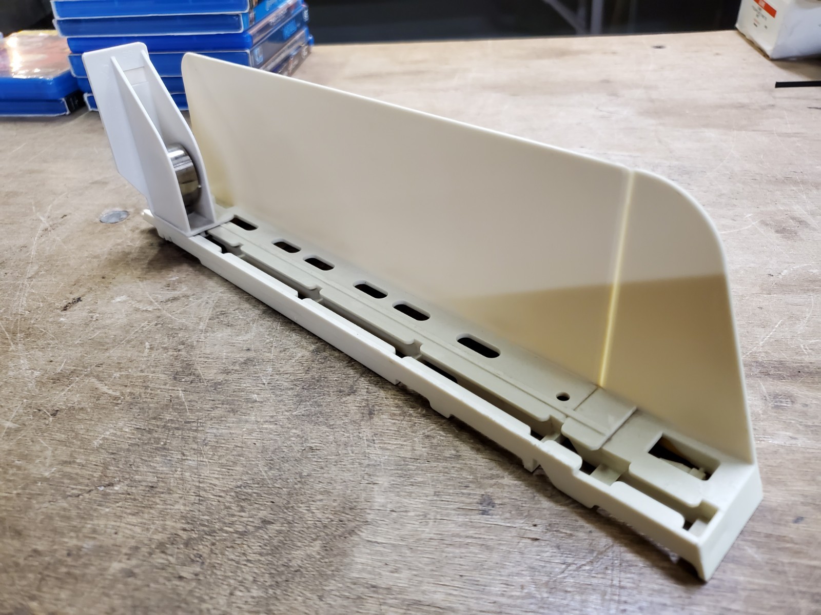 Lot of 55 RTC Profit Pusher 12″ T-Track Automatic Spring-Feed Shelf Units, Beige