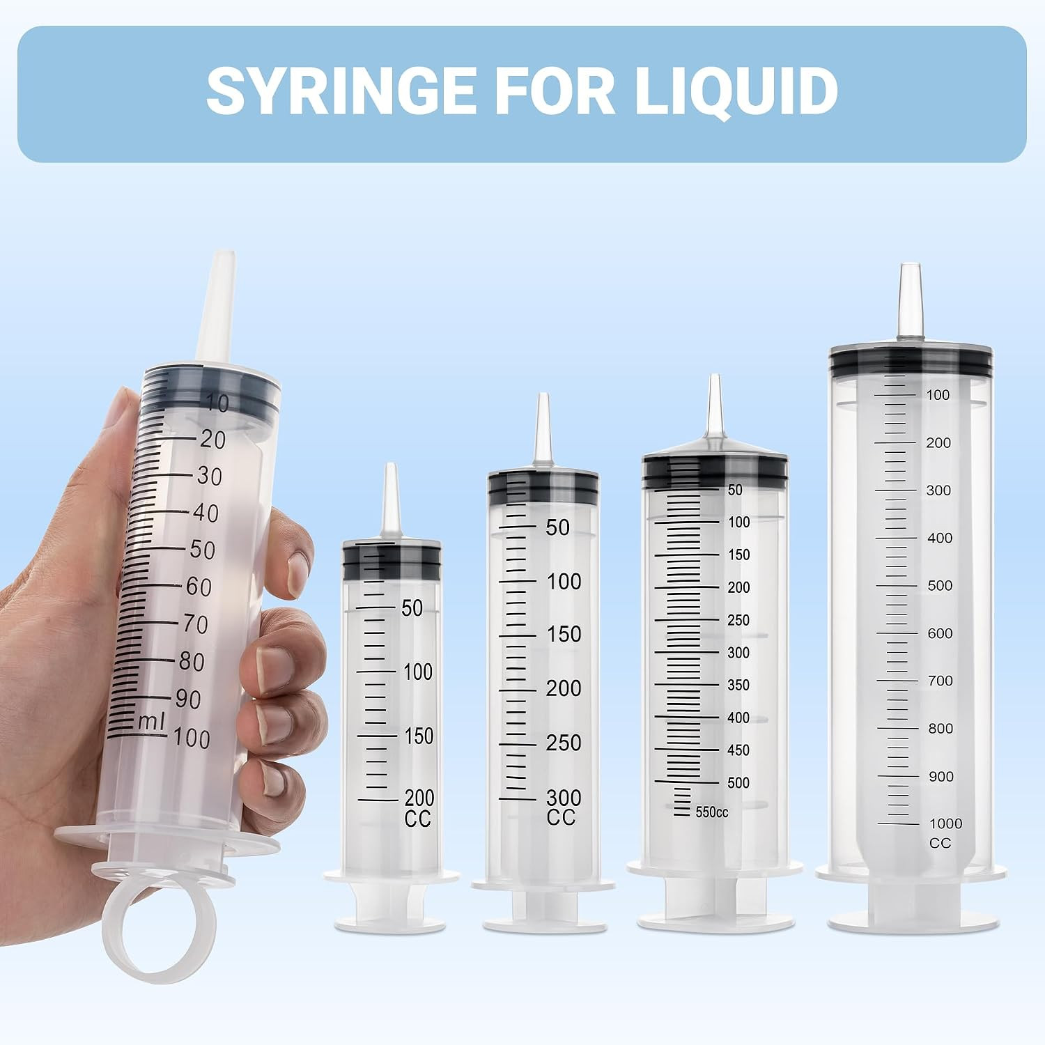 100ml Large Syringe, Plastic Syringes for Liquid with Tip Adapter, Epoxy Syringe