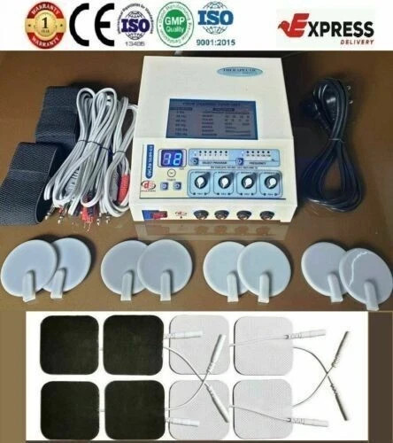 Premium quality Electrotherapy 04-ch carbon and sticky Adhesive Pads combo Unit
