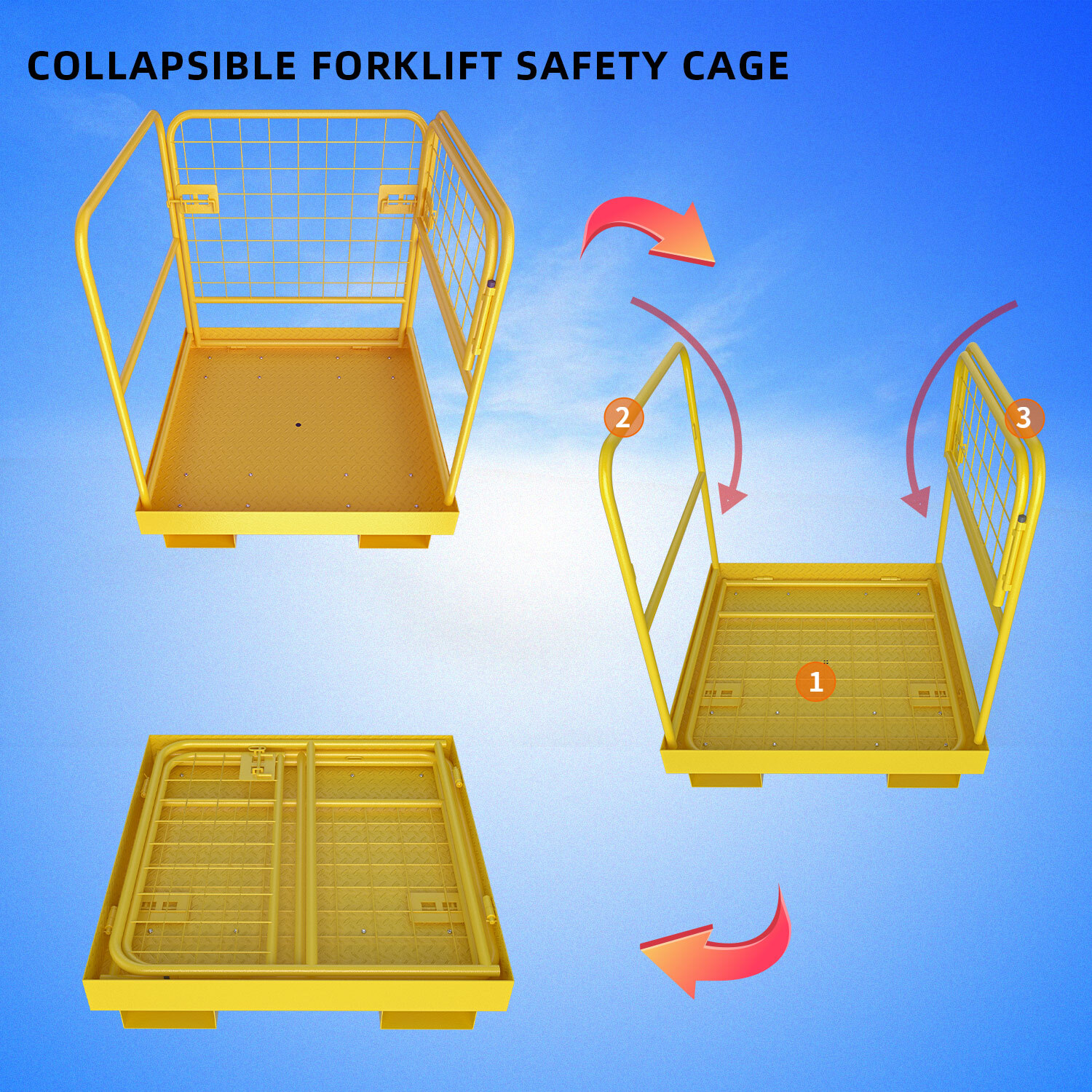 36»x36» Forklift Work Platform Safety Cage Basket Heavy Duty 1100lbs Capacity