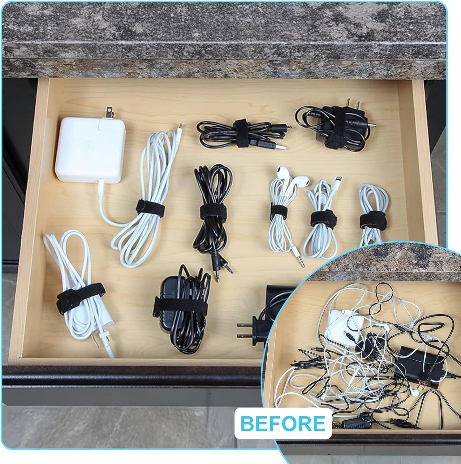 100 Adjustable Reusable Cable Ties – Effortless Organization for Home & Garden