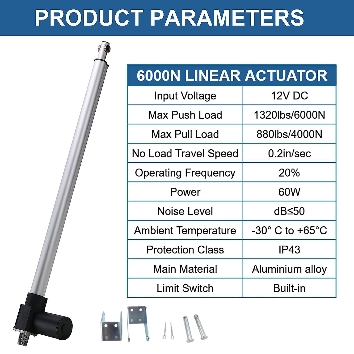 6000N 1320lbs 12V Heavy Duty Linear Actuator 2″ – 40inch 1000MM Stroke Electric