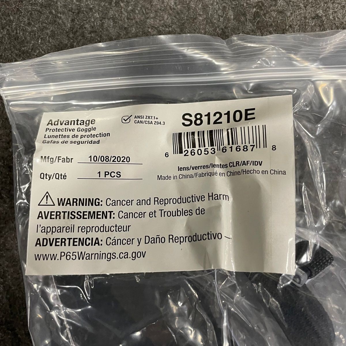 SELLSTROM S81210E Advantage Protective Goggle, Clear Qty 12