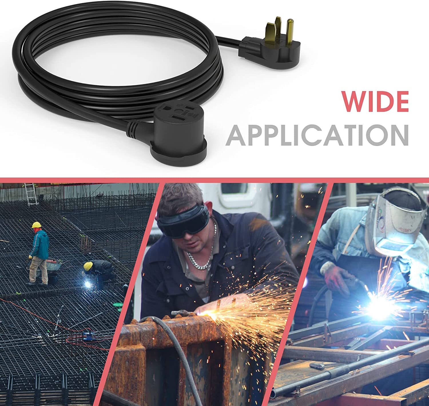 YESWELDER 20ft 12AWG 250V Welder Extension Cord 15Amp NEMA 6-50 ETL Approved
