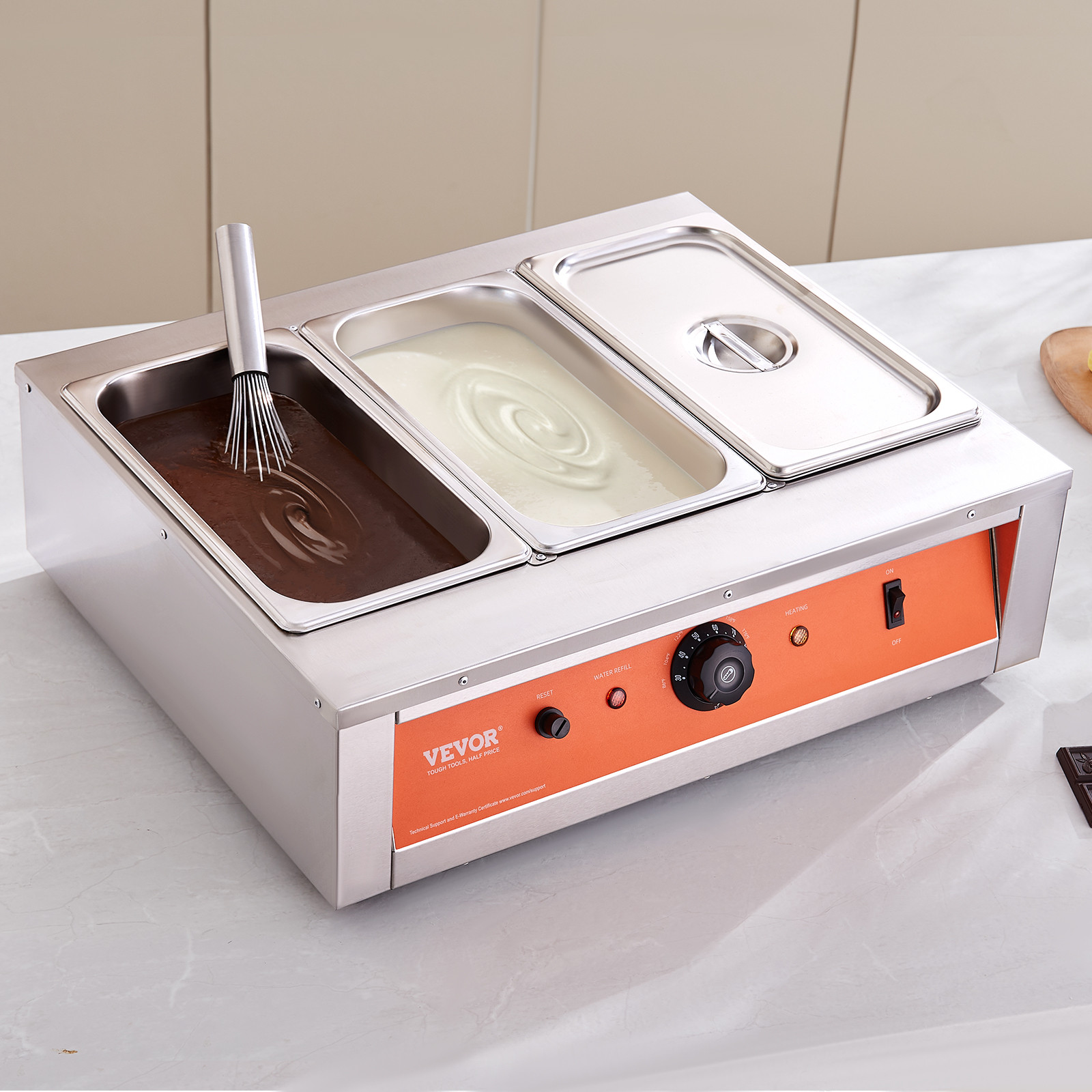 VEVOR Chocolate Tempering Machine Chocolate Melting Pot 26.5 Lbs 3 Tanks