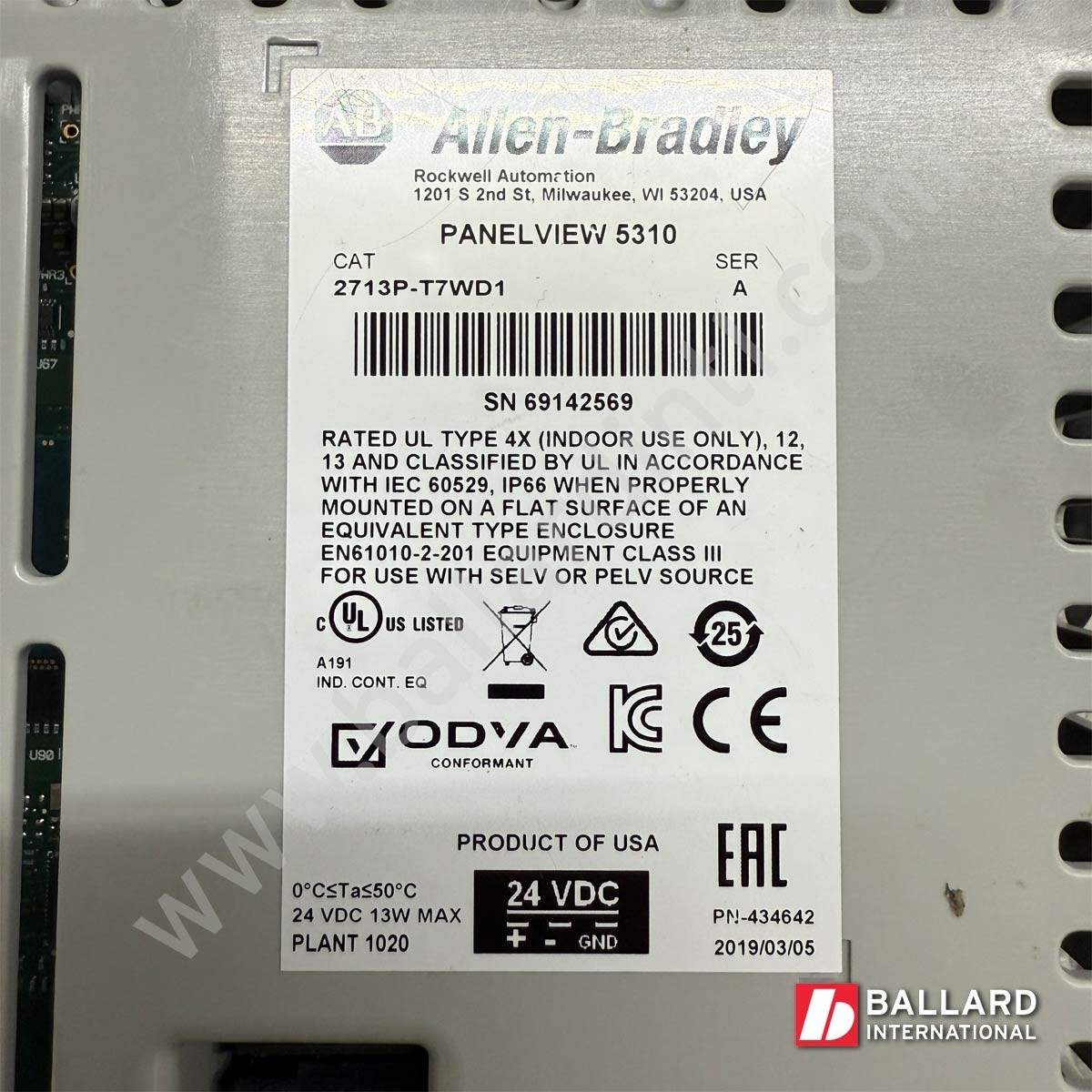 Allen-Bradley 2713P-T7WD1 PanelView 5310 Graphic Terminal