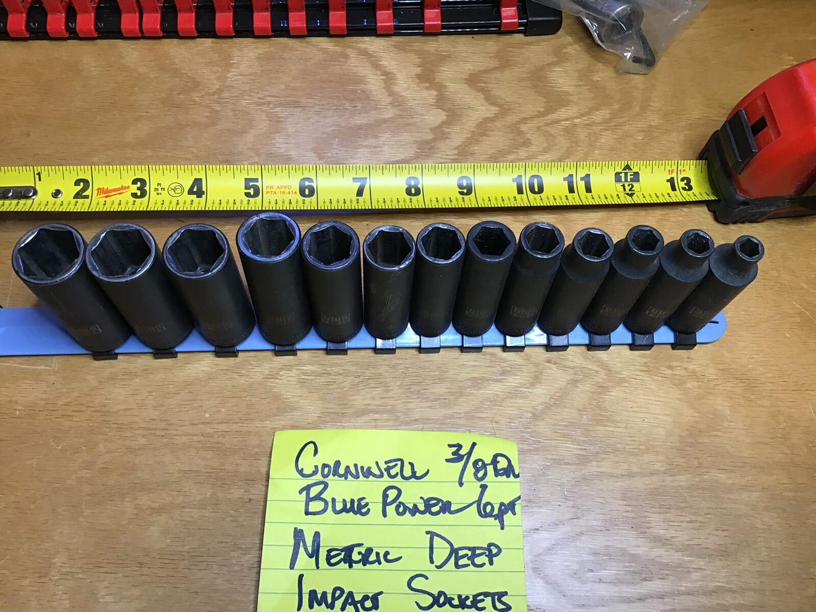 Cornwell Tools 3/8 Dr 6 Pt Metric Deep Impact Set 13 pcs Sizes 7-19 mm No Rail