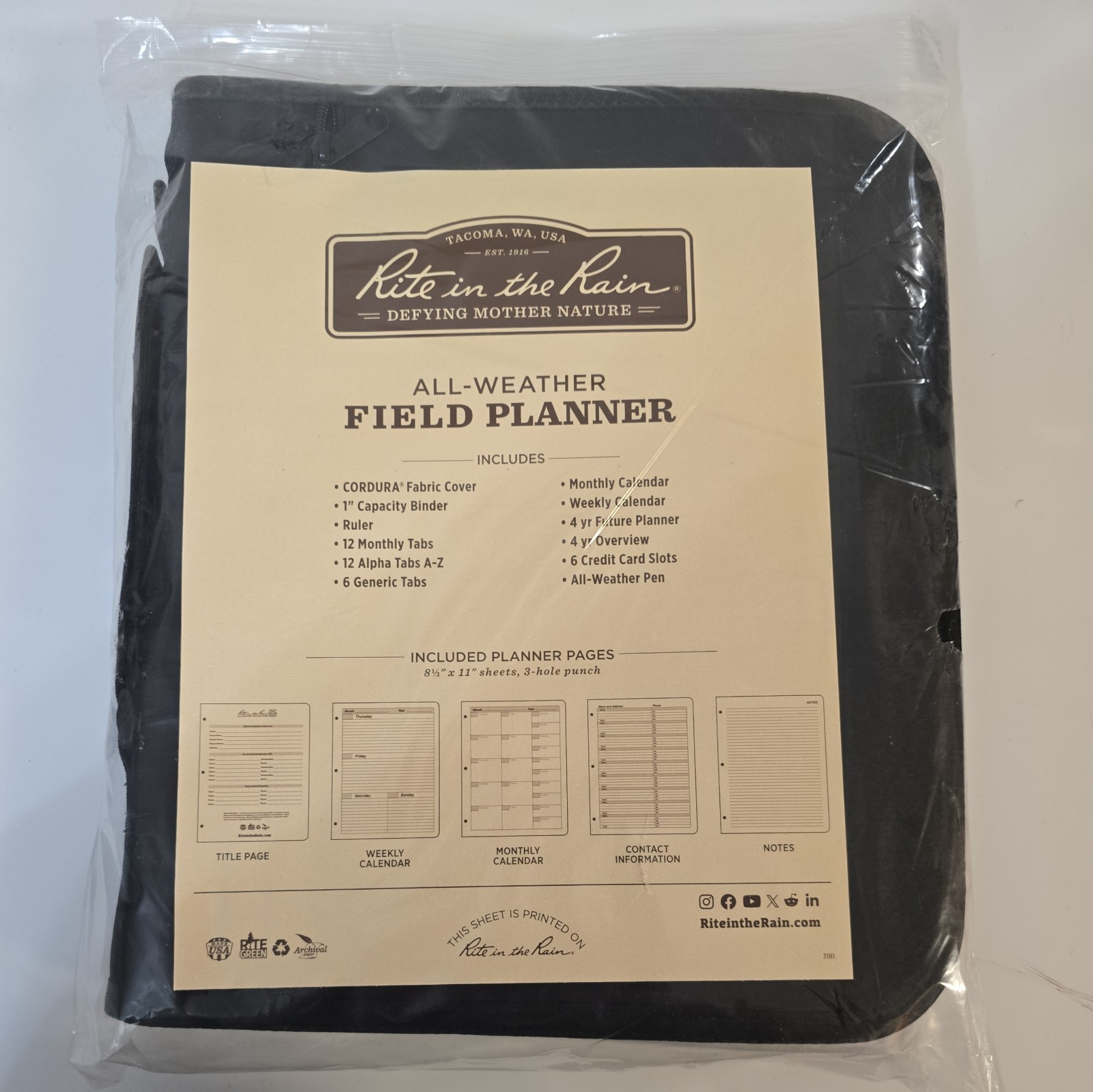 Rite in the Rain Nº 9255B-MX Black Field Planner NSN: 01-577-7676