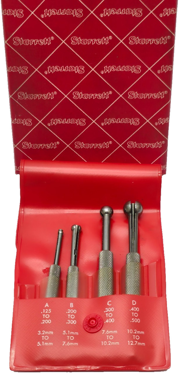 Starrett S829E Small Hole Gage – Set, .125-.500″ Range, 4 Pieces In Original Box