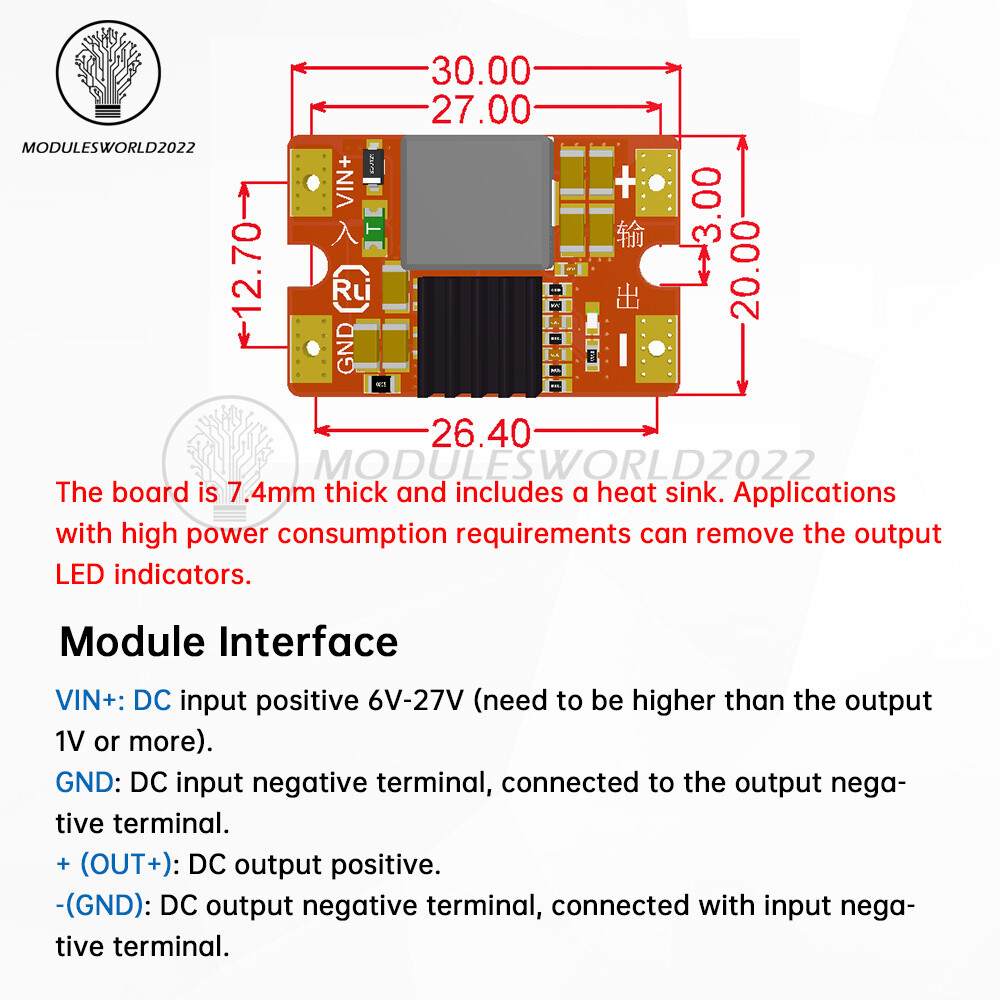 DC-DC Buck Module 27V to 5V/12V 8A Mini Model Aircraft High-power Buck Module