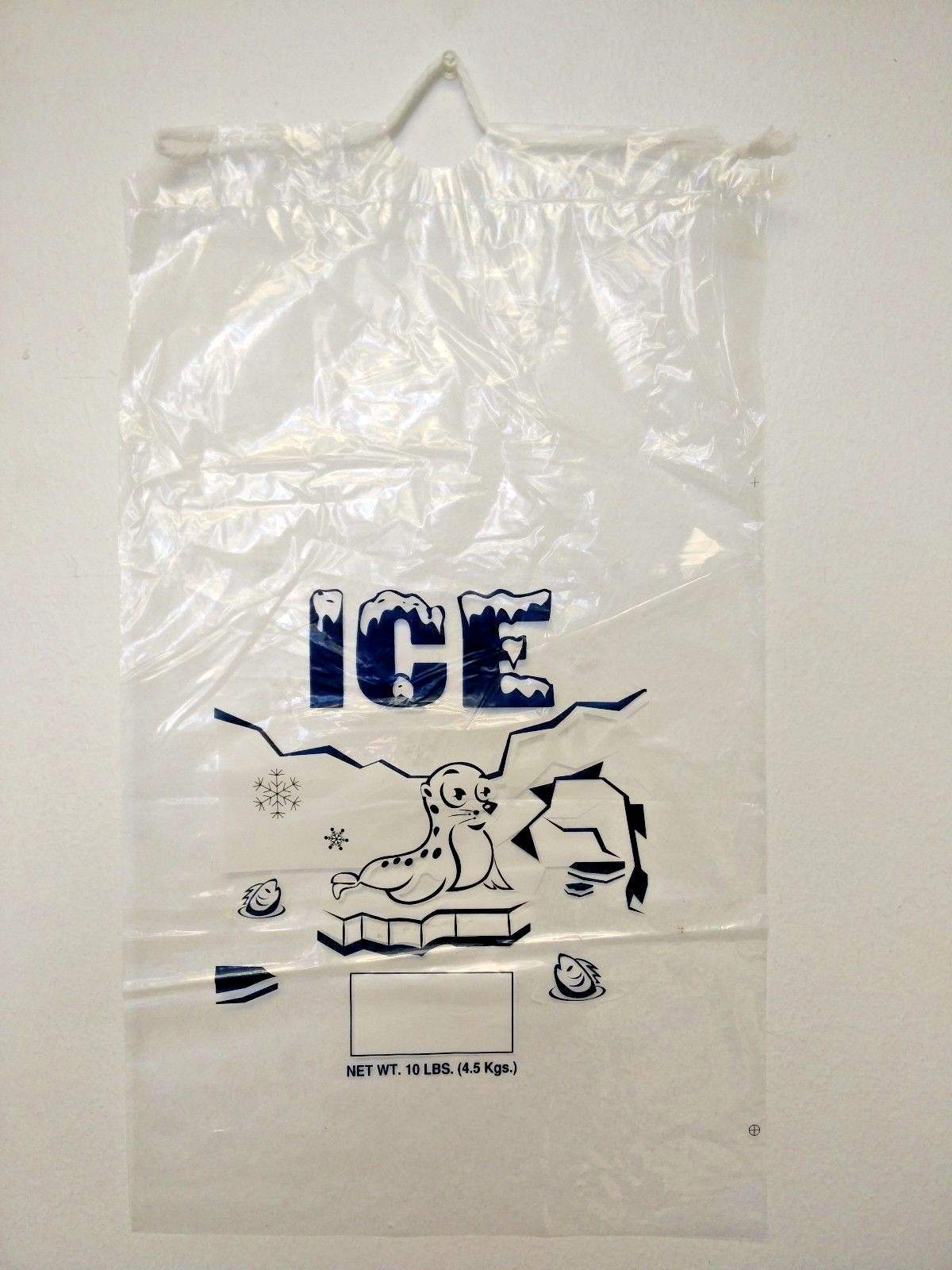 100 COMMERCIAL CRYSTAL 10 LB LBS 1.5 MIL Plastic Ice Bag Bags With Drawstring