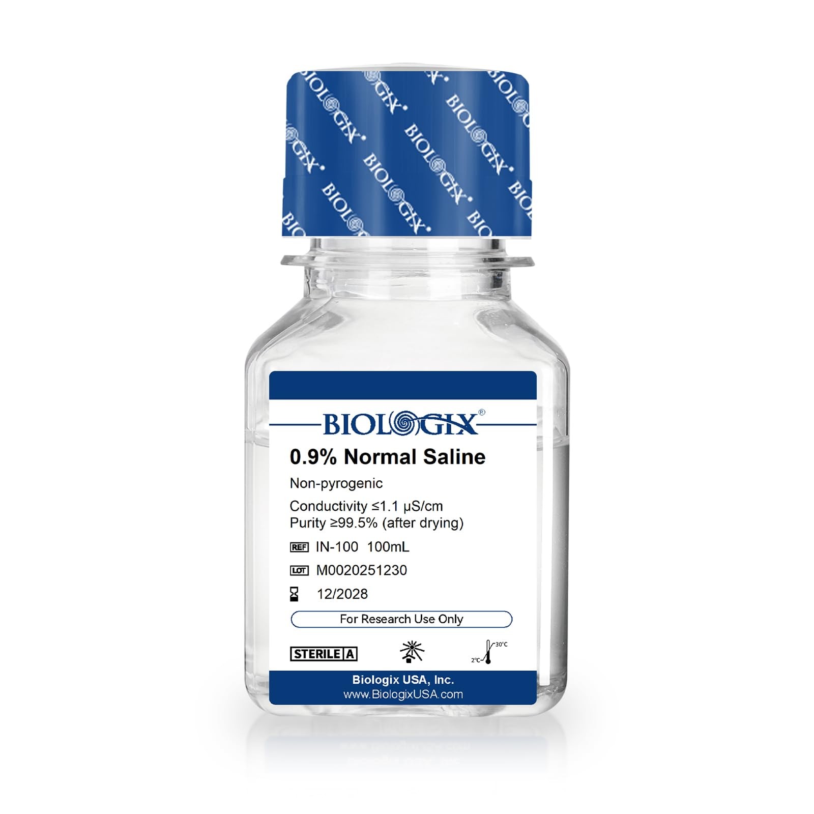 CryoKing 0.9% Normal Saline Solution, Sterile Sodium Chloride, 100mL