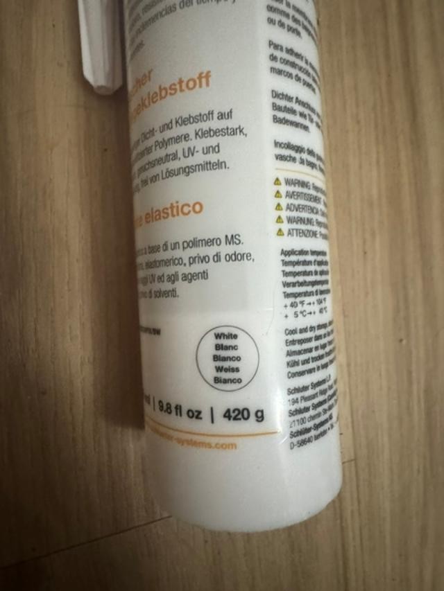 Schluter KERDI-FIX white sealant 9.81 oz tube 290ml Made in Germany Sealed NEW