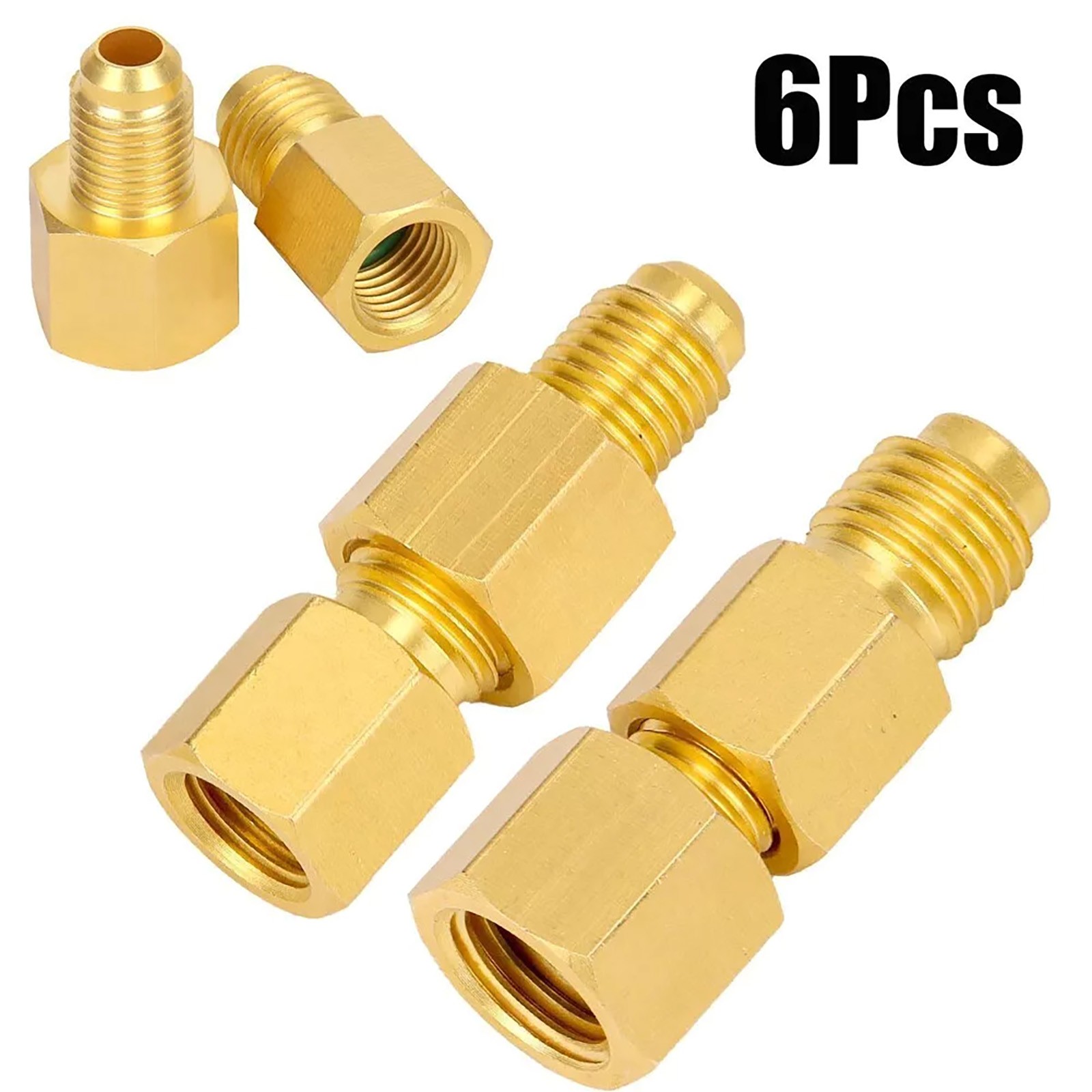 Brass Refrigerant Adapters Kit for R12 R134a Systems Vacuum Pump Port Connection