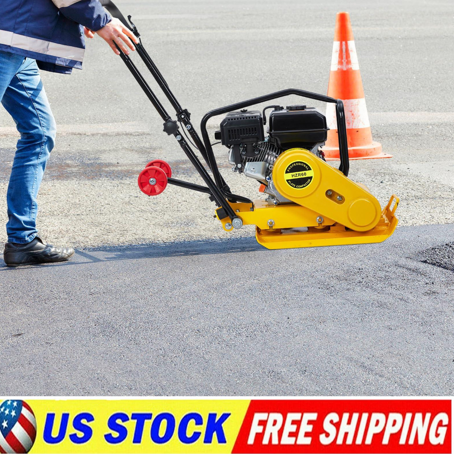 7HP Plate Compactor Rammer 212CC Gas Engine 4200lbs Compaction Force Rammer