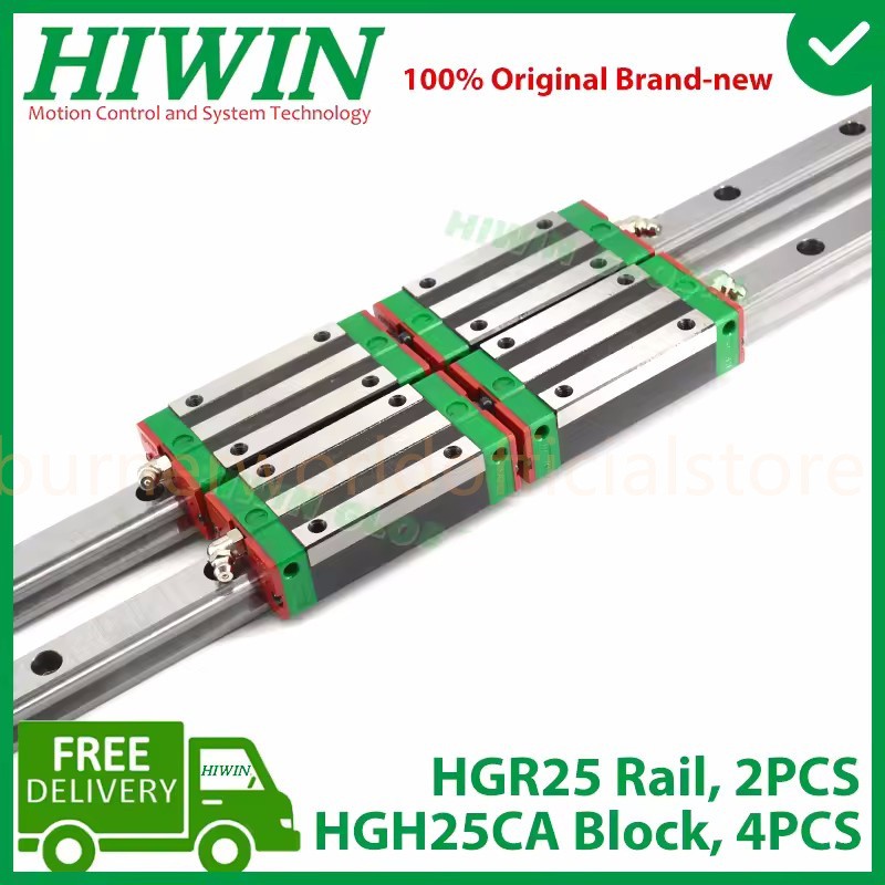 HIWIN 2pc HGR25 200-2000mm Linear Guide Rail + 4pc HGH25CA Slide Block ﻿﻿CNC