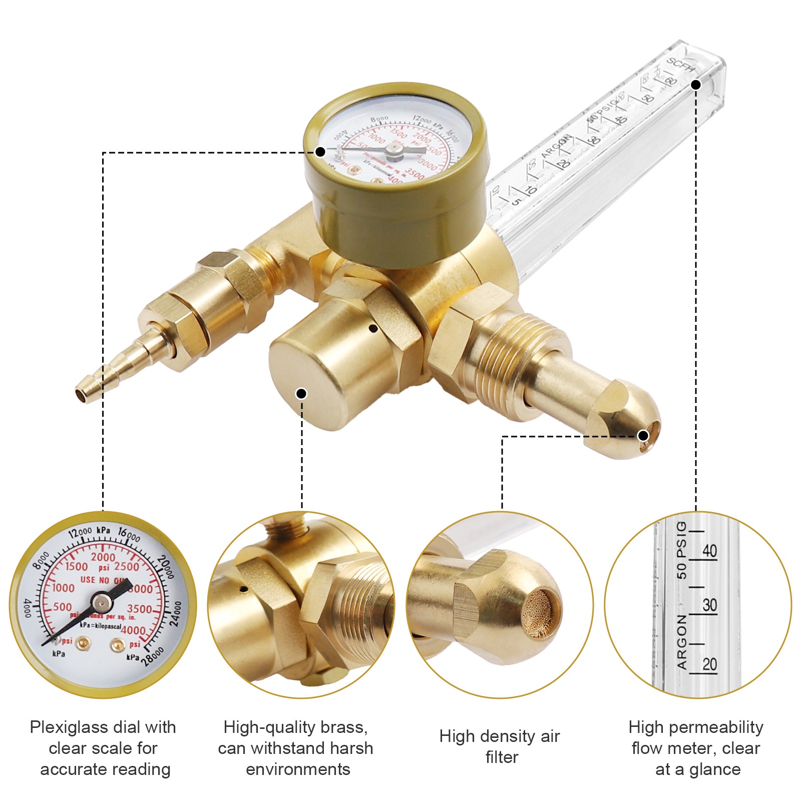 Mig Tig Flow Meter Regulator Argon CO2 Gas Welder Welding Weld Regulator Gauge
