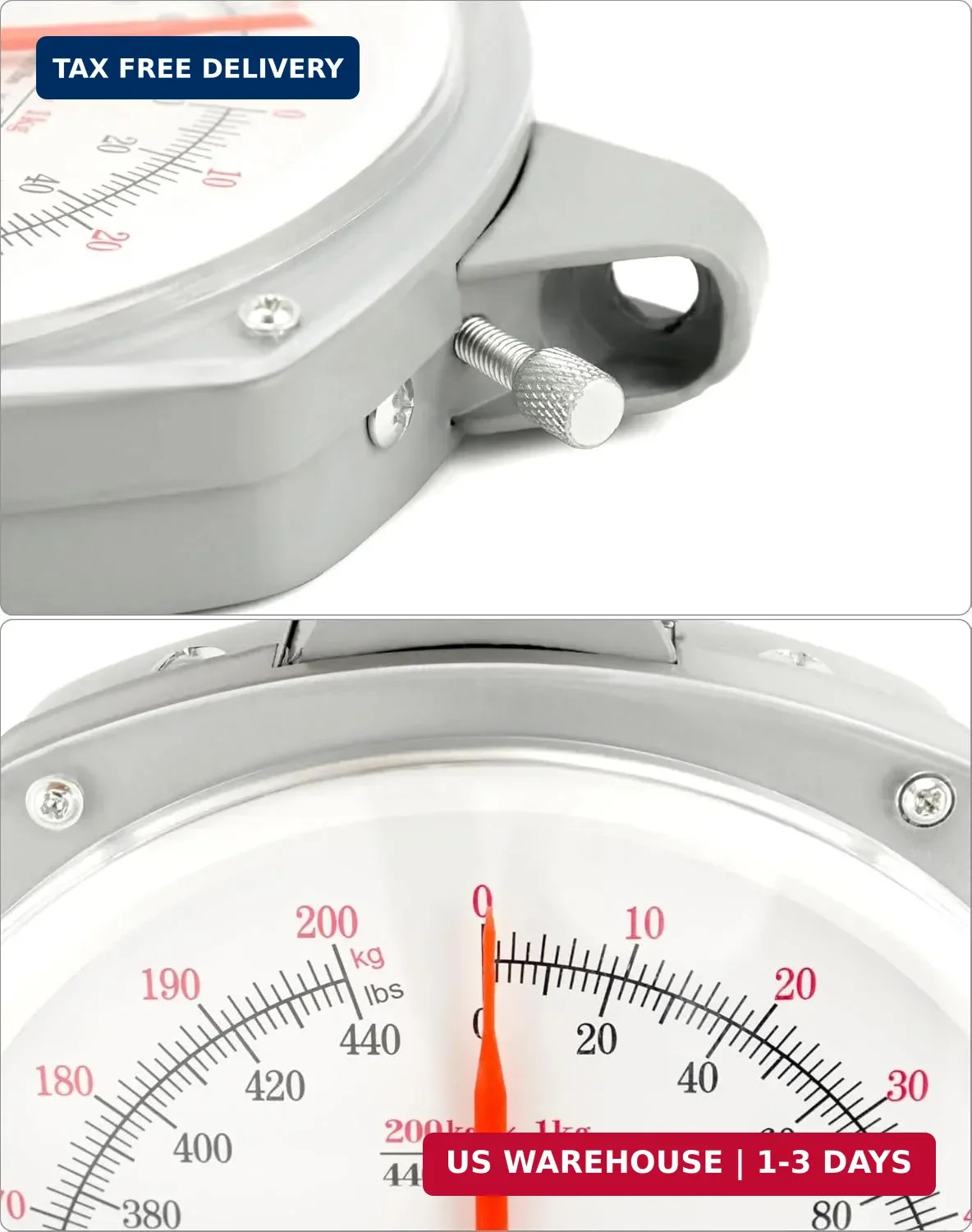 Precision Hanging Scale 440lbs 200kg Capacity Dual Unit Heavy Duty Hook Max Uses