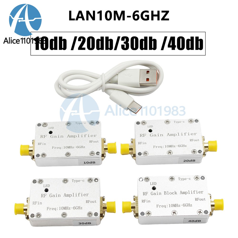 10M-6GHz Low Noise Amplifier Gain 10-40DB LNA RF Amp Signal Driving Receiver