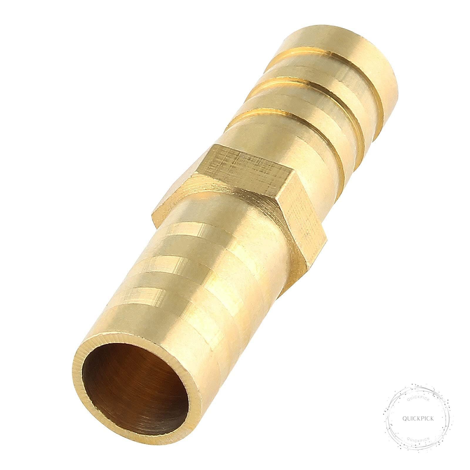 10Pcs Brass Hose Barb Fitting, 3/8″ x 3/8″ ID Hex Barbed Splicer Mender Union
