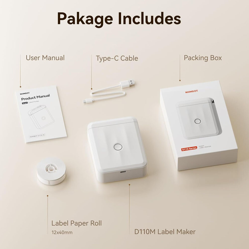 Label Maker Machine with Tape NIIMBOT Label Maker D110 Mini Portable Bluetooth