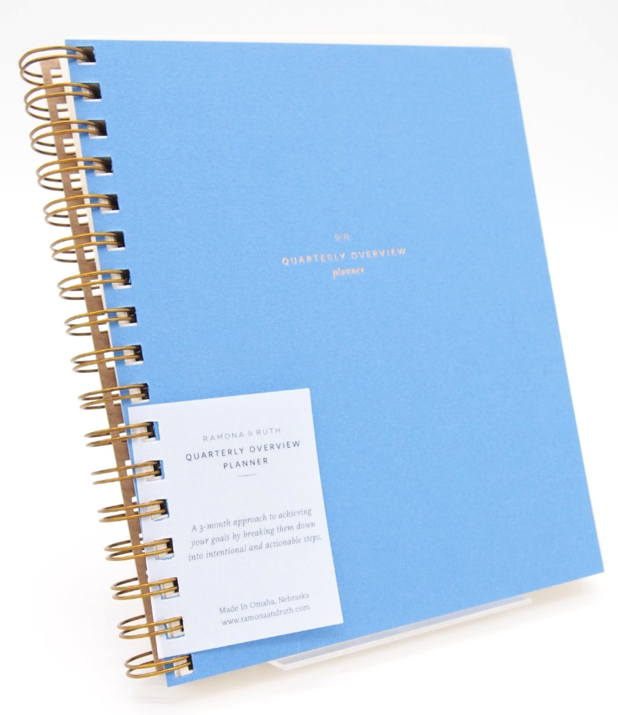 (A) Ramona & Ruth QUARTERLY OVERVIEW PLANNER Undated 3-month Journal Blue New