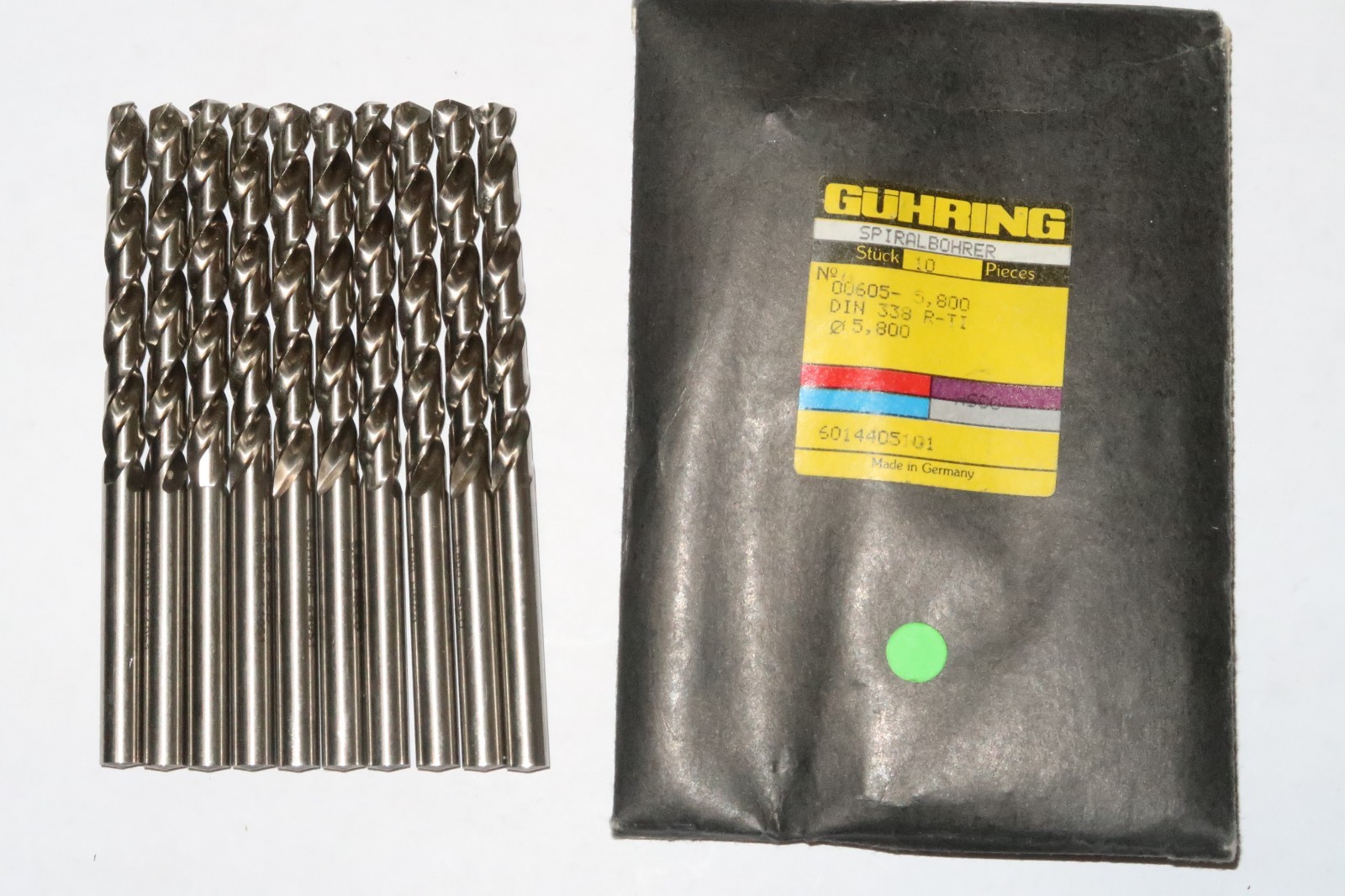 7 pcs GUHRING 605 5.8mm 130 Point Bright Finish HSCo Cobalt Jobber Drills 5.80