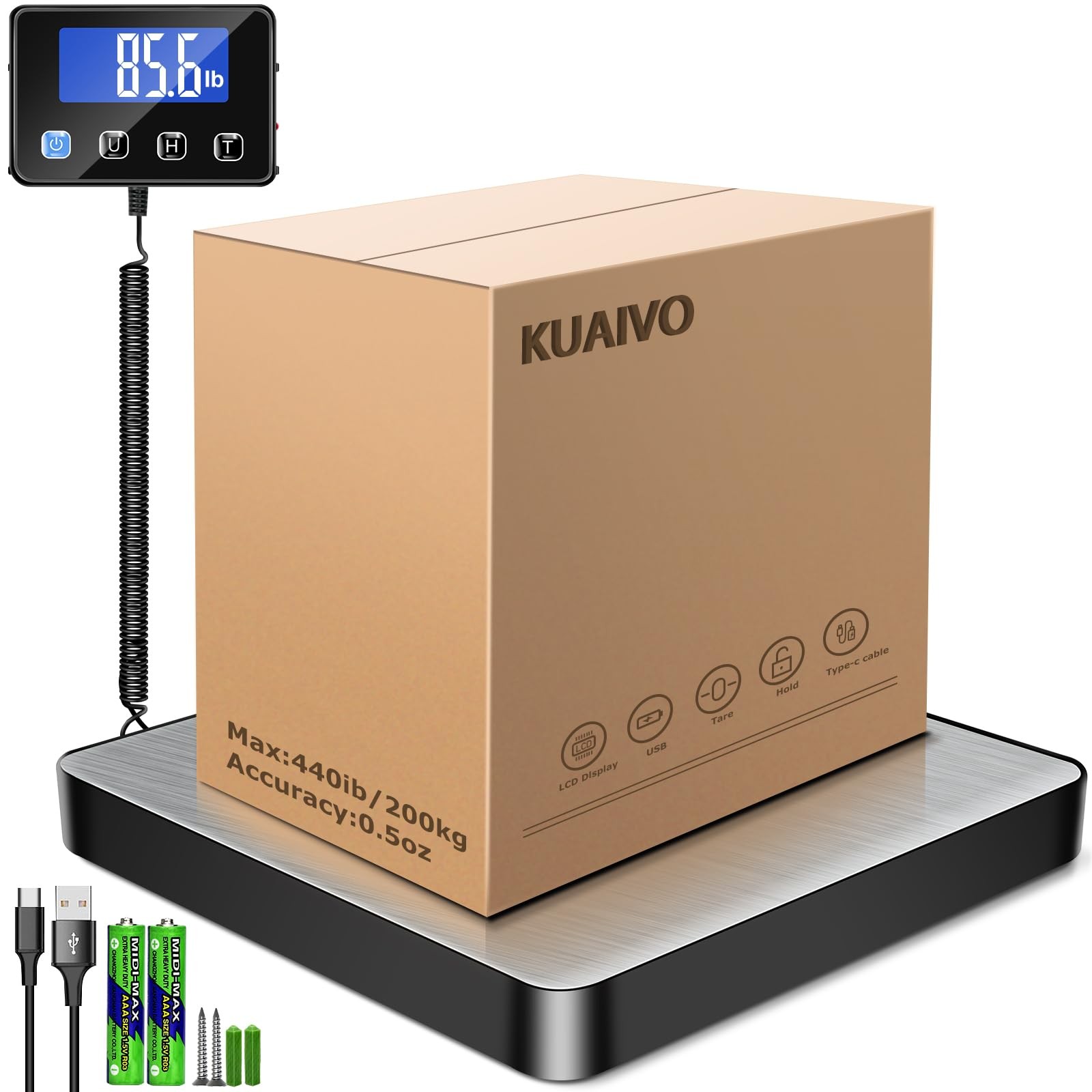 Shipping Scale, 440lb/0.35oz High Accurate Digital Postal Scale with Hold/Tar…
