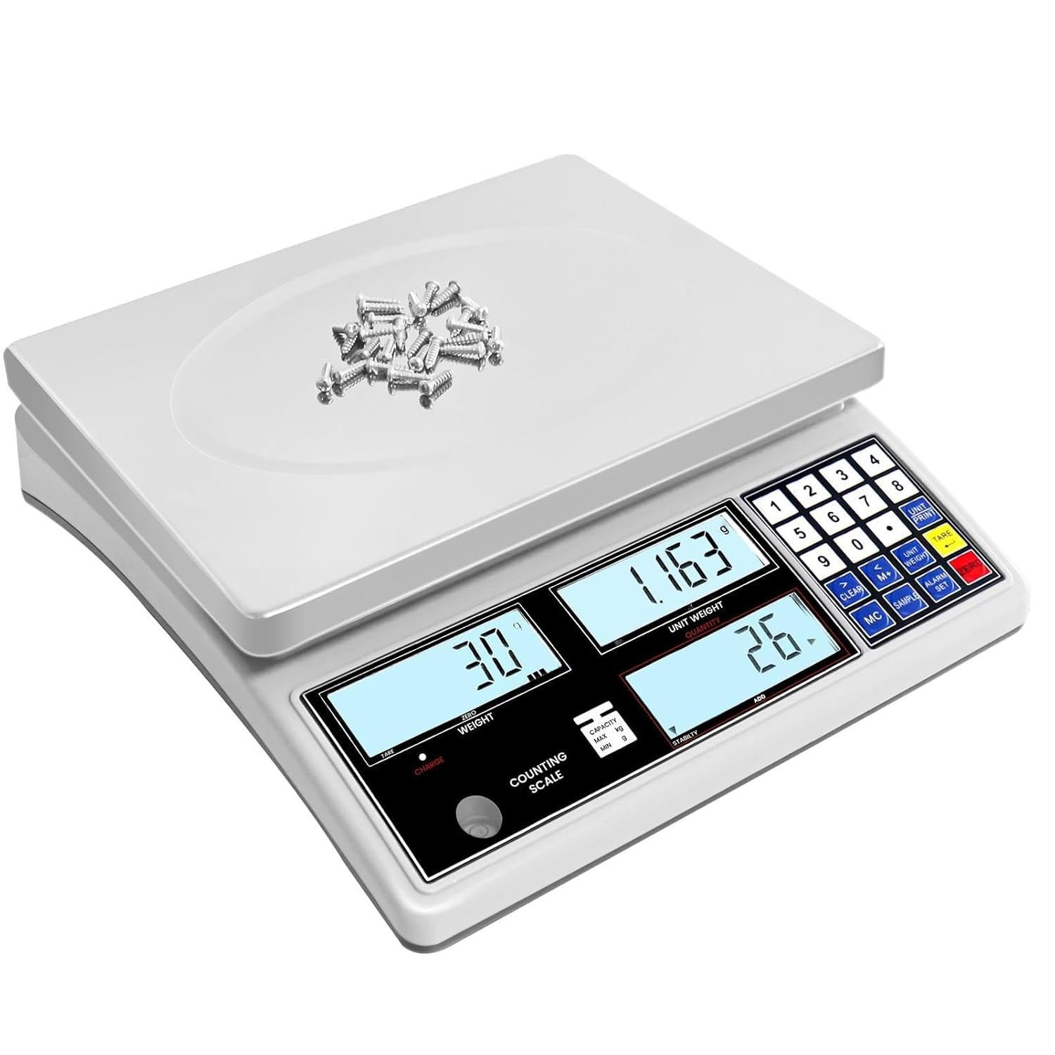 Industrial Counting Scale for Small Part (30Kg, 66Lb,1G), G/Kg/Lb,Coin Scale Bui