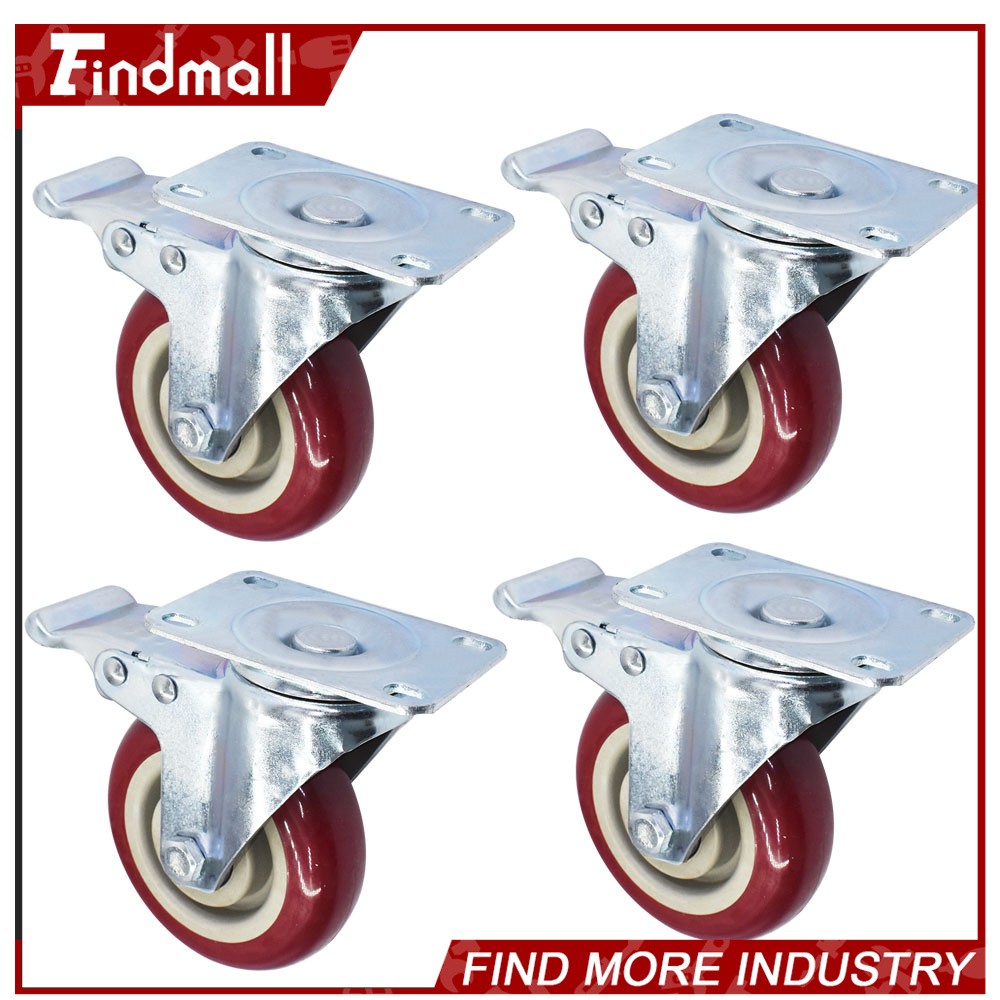 Findmall 4 Pack 4″ Heavy Duty Caster Set Wheels 360° Swivel & Brake Casters