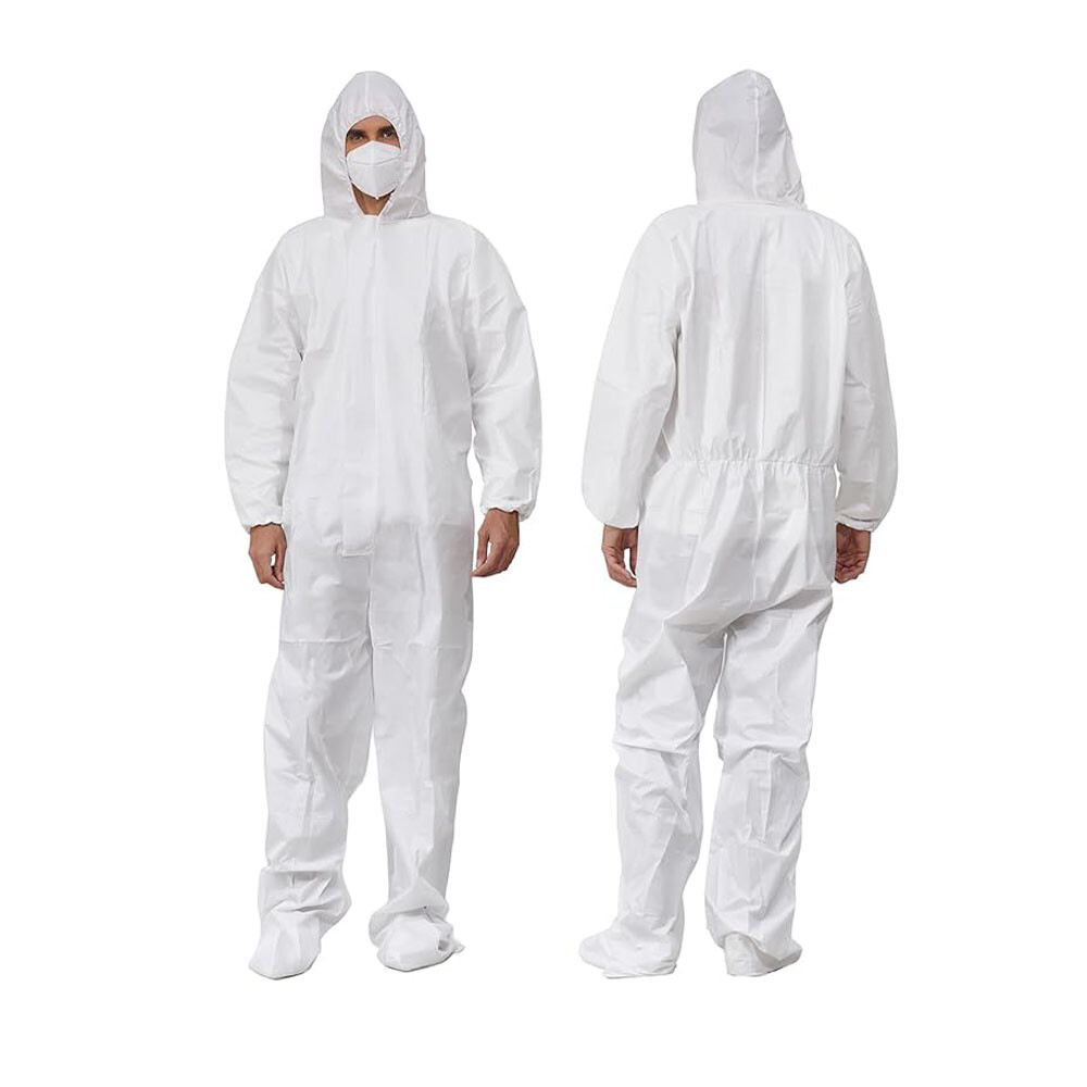 10-40 Pack Disposable Coveralls with Hood and Boots Heavy-duty Hazmat Suits